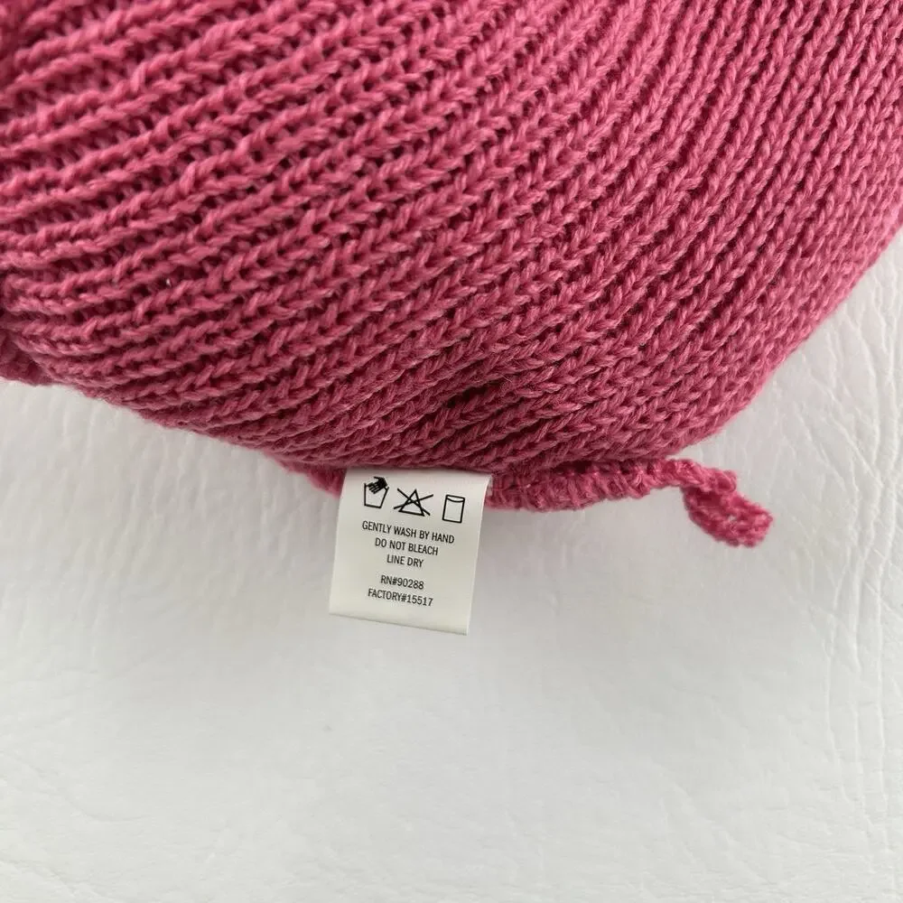 Adidas Pink Pom Pom Beanie Women’s Knit Cuffed Winter Hat Logo